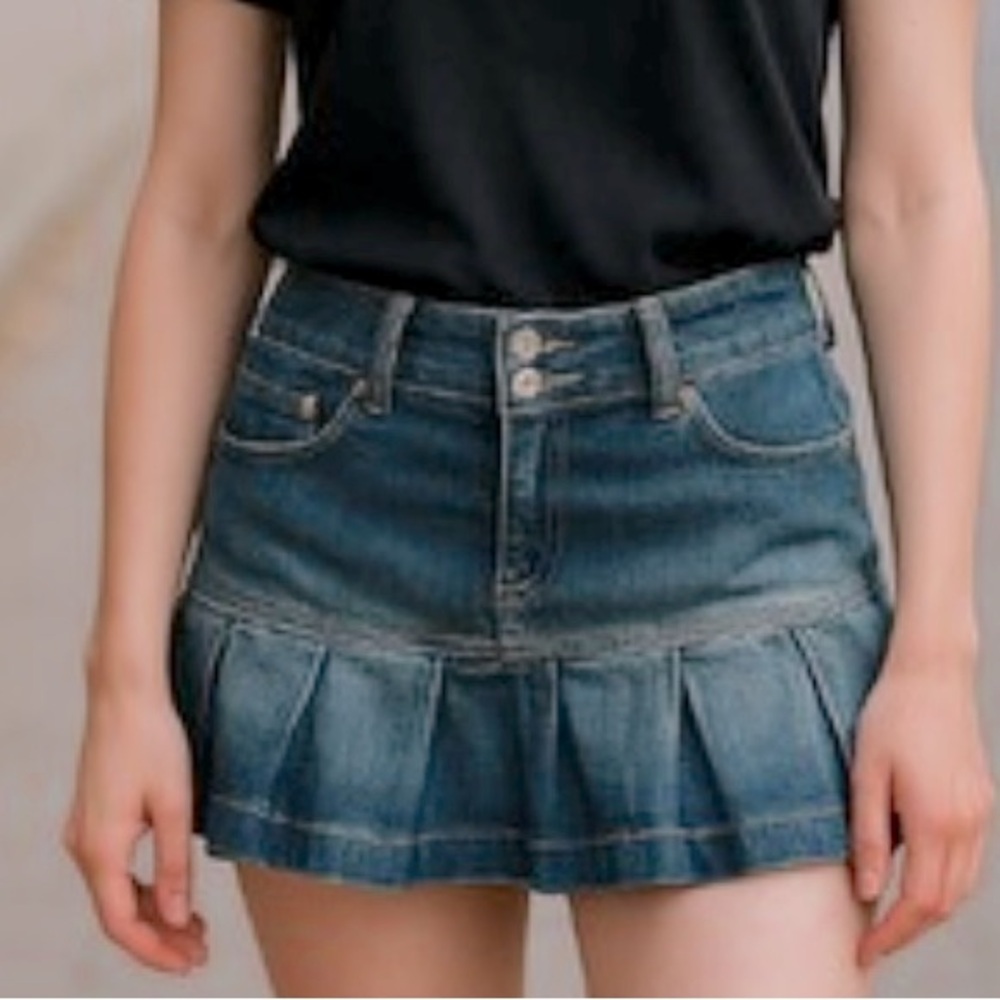 Guess Blue Pleated Skater Mini Skirt size 29 - Picture 1 of 8